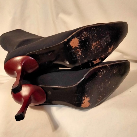 ESPACE by Robert Clergerie Black Stretch Textile Boots with Contrast Heel 7.5 - Picture 8 of 12